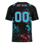 Custom Black Graffiti Pattern Aqua Personalized Authentic Football Jersey FBJ02-bc0face