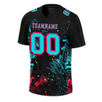Custom Black Graffiti Pattern Aqua Personalized Authentic Football Jersey FBJ02-bc0face