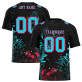 Custom Black Graffiti Pattern Aqua Personalized Authentic Football Jersey FBJ02-bc0face