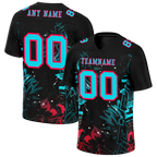 Custom Black Graffiti Pattern Aqua Personalized Authentic Football Jersey FBJ02-bc0face