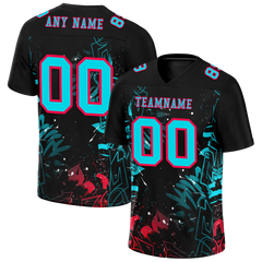 Custom Black Graffiti Pattern Aqua Personalized Authentic Football Jersey FBJ02-bc0face