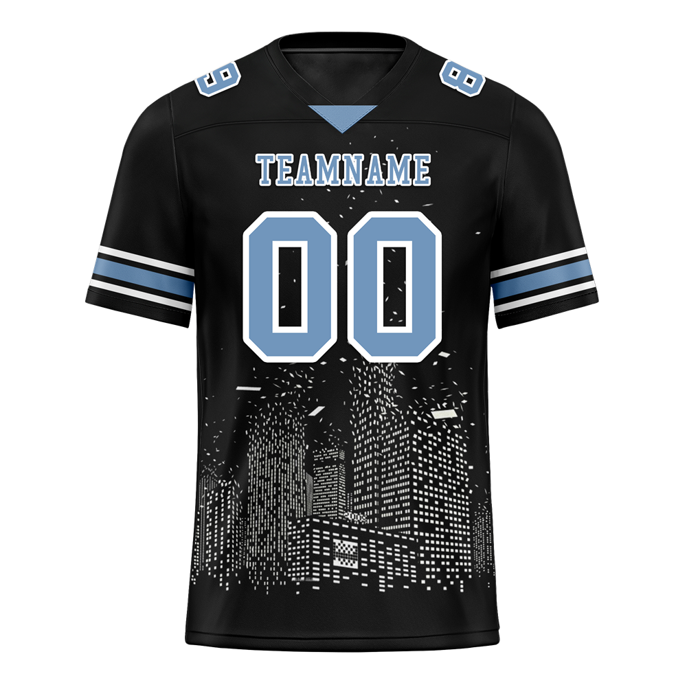 Custom Black Graffiti Pattern Aqua Personalized Authentic Football Jersey FBJ02-bc0facf