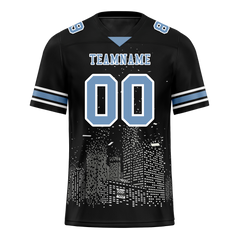 Custom Black Graffiti Pattern Aqua Personalized Authentic Football Jersey FBJ02-bc0facf