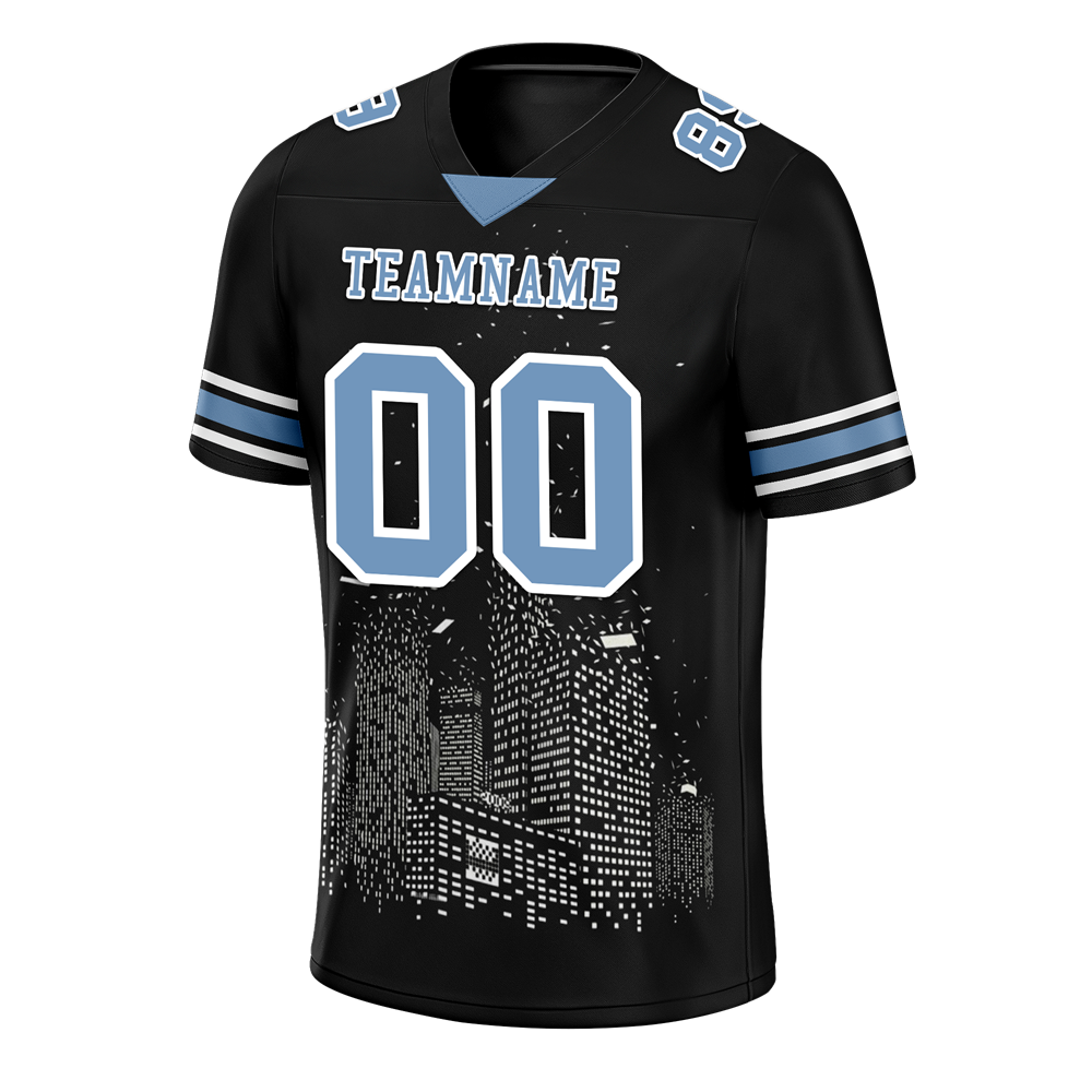 Custom Black Graffiti Pattern Aqua Personalized Authentic Football Jersey FBJ02-bc0facf