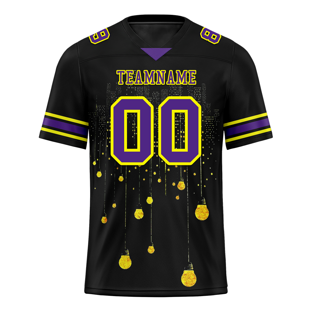 Custom Black Graffiti Pattern Purple Personalized Authentic Football Jersey FBJ02-bc0fac8