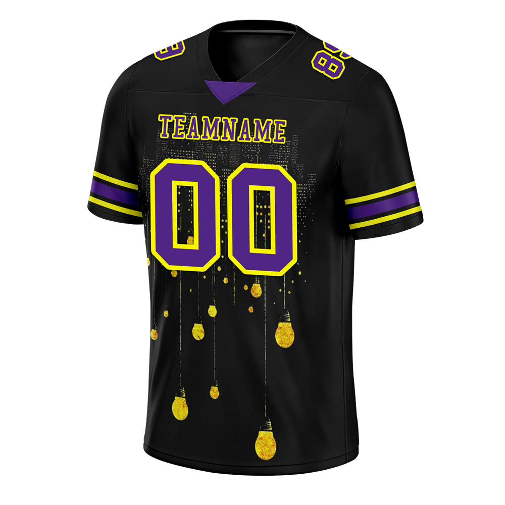Custom Black Graffiti Pattern Purple Personalized Authentic Football Jersey FBJ02-bc0fac8