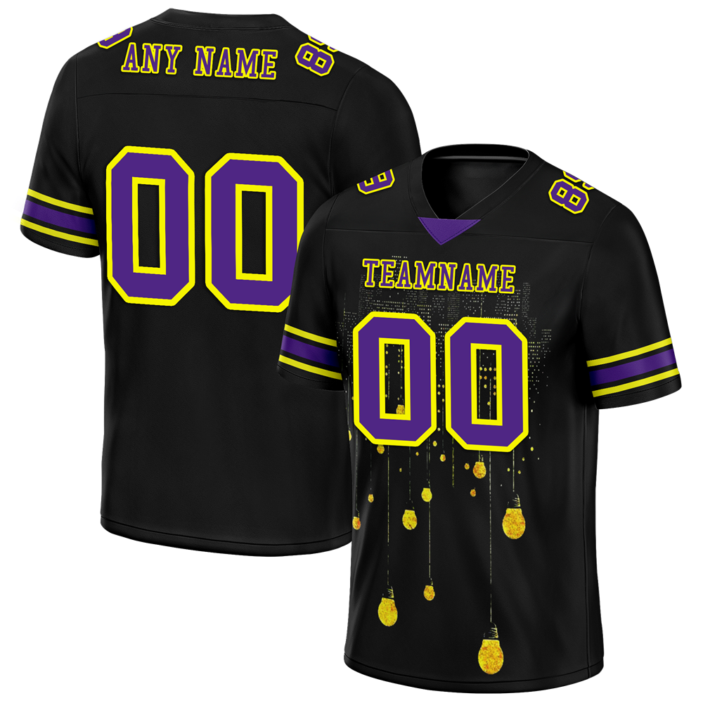 Custom Black Graffiti Pattern Purple Personalized Authentic Football Jersey FBJ02-bc0fac8