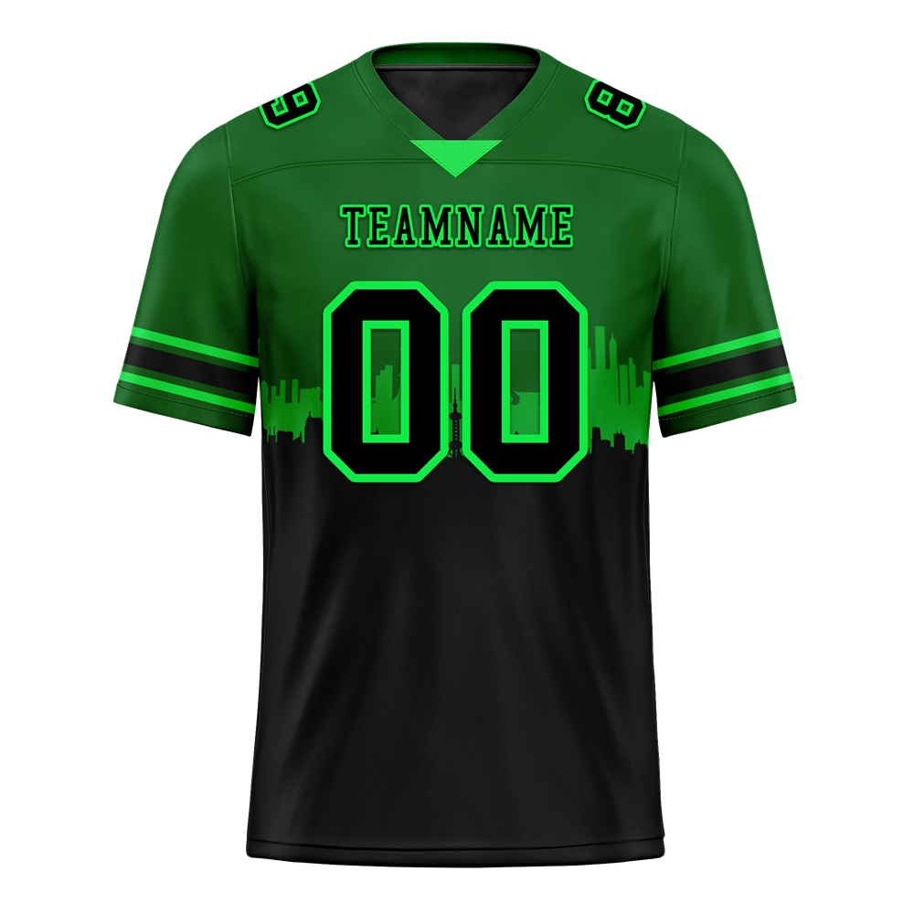 Custom Green Black Graffiti Pattern Black Personalized Authentic Football Jersey FBJ02-bc0fac9