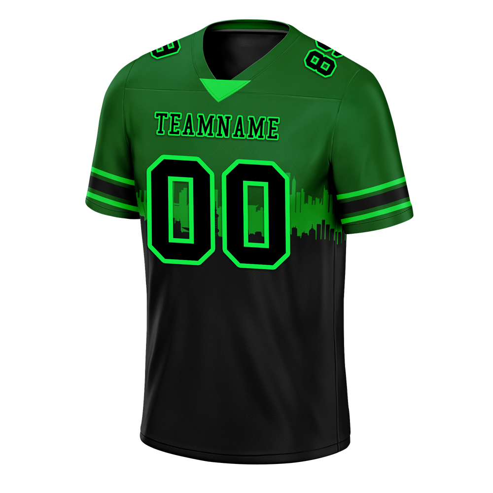 Custom Green Black Graffiti Pattern Black Personalized Authentic Football Jersey FBJ02-bc0fac9