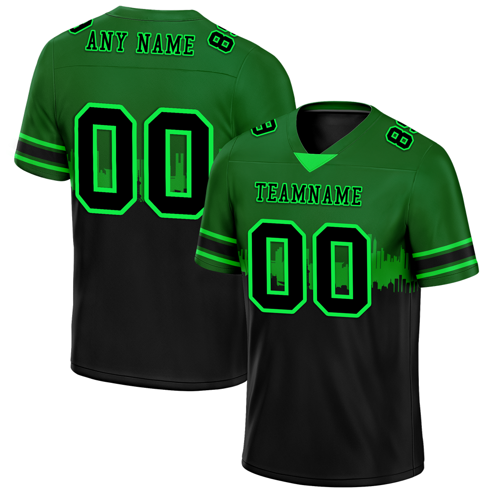 Custom Green Black Graffiti Pattern Black Personalized Authentic Football Jersey FBJ02-bc0fac9