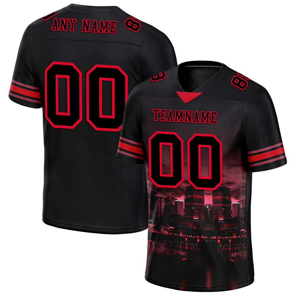 Custom Black Graffiti Pattern Black Personalized Authentic Football Jersey FBJ02-bc0fad0