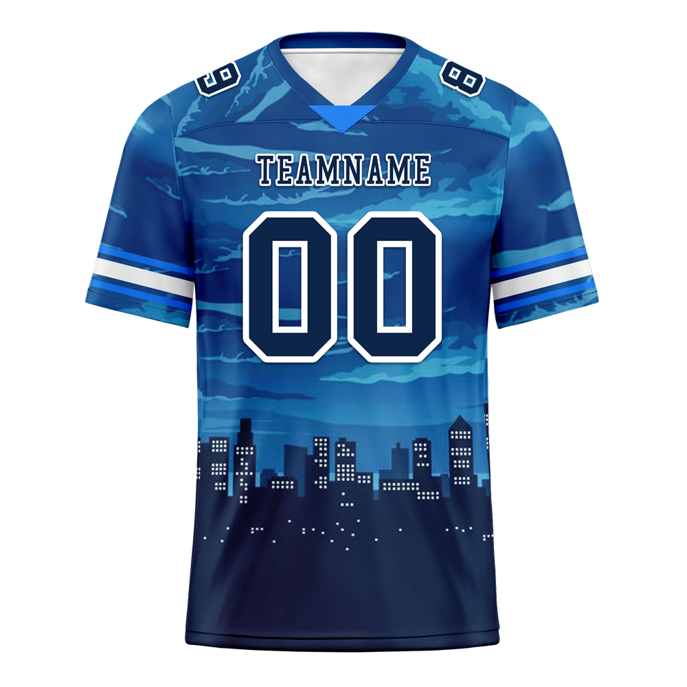Custom Blue Graffiti Pattern Black Personalized Authentic Football Jersey FBJ02-bc0fada