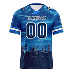 Custom Blue Graffiti Pattern Black Personalized Authentic Football Jersey FBJ02-bc0fada