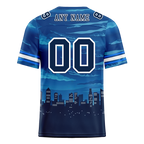 Custom Blue Graffiti Pattern Black Personalized Authentic Football Jersey FBJ02-bc0fada