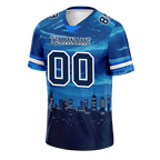 Custom Blue Graffiti Pattern Black Personalized Authentic Football Jersey FBJ02-bc0fada