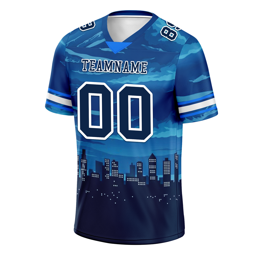 Custom Blue Graffiti Pattern Black Personalized Authentic Football Jersey FBJ02-bc0fada