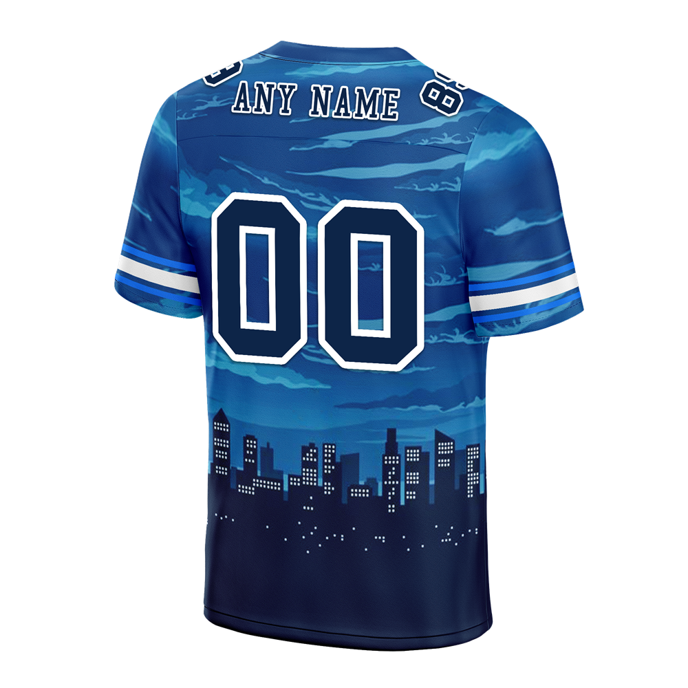 Custom Blue Graffiti Pattern Black Personalized Authentic Football Jersey FBJ02-bc0fada