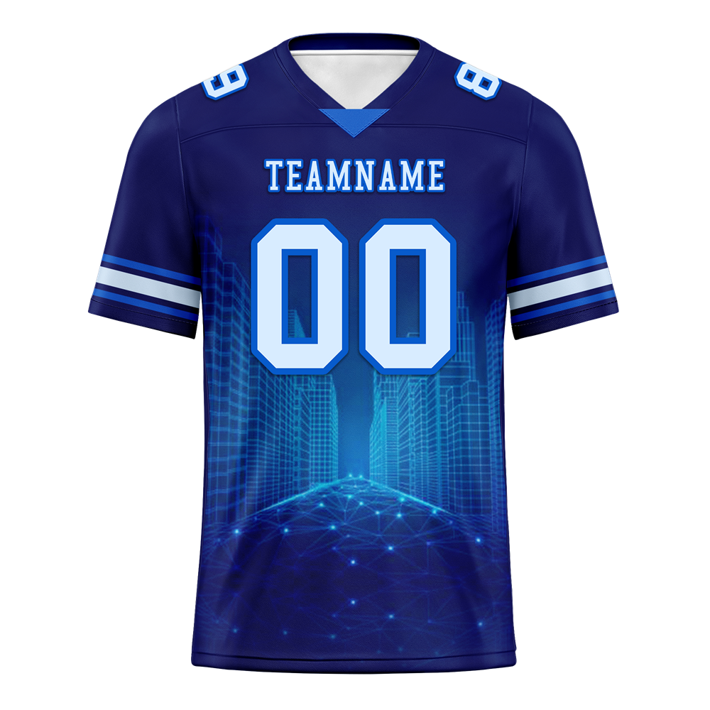 Custom Blue Graffiti Pattern White Personalized Authentic Football Jersey FBJ02-bc0fadb