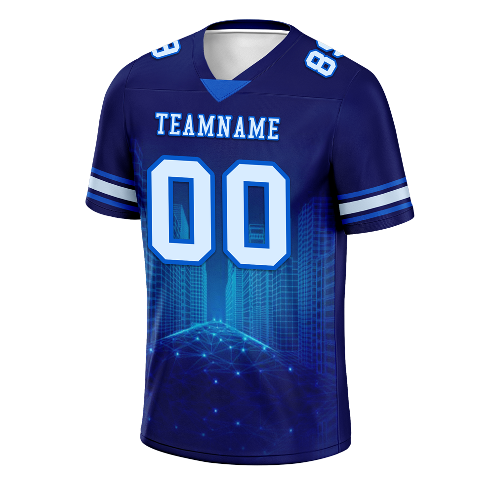 Custom Blue Graffiti Pattern White Personalized Authentic Football Jersey FBJ02-bc0fadb