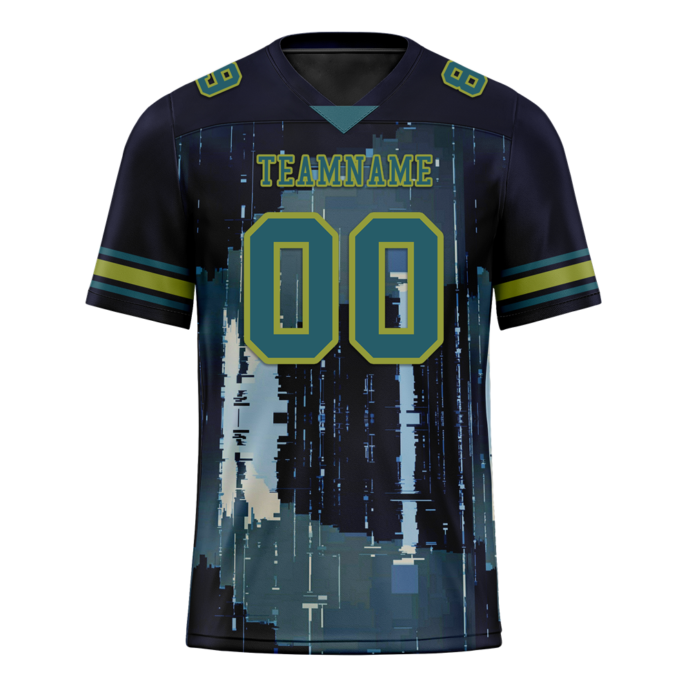 Custom Black Graffiti Pattern Aqua Personalized Authentic Football Jersey FBJ02-bc0fadc