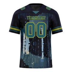 Custom Black Graffiti Pattern Aqua Personalized Authentic Football Jersey FBJ02-bc0fadc