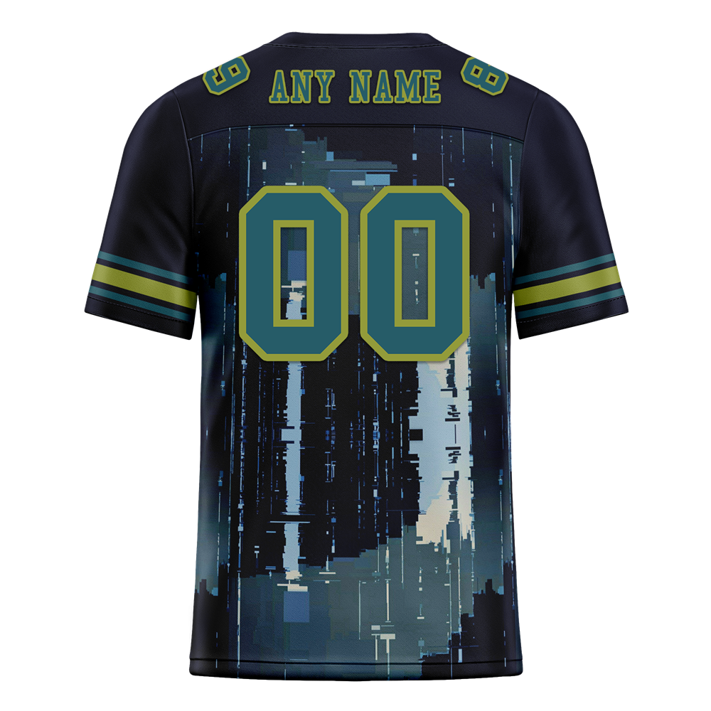 Custom Black Graffiti Pattern Aqua Personalized Authentic Football Jersey FBJ02-bc0fadc