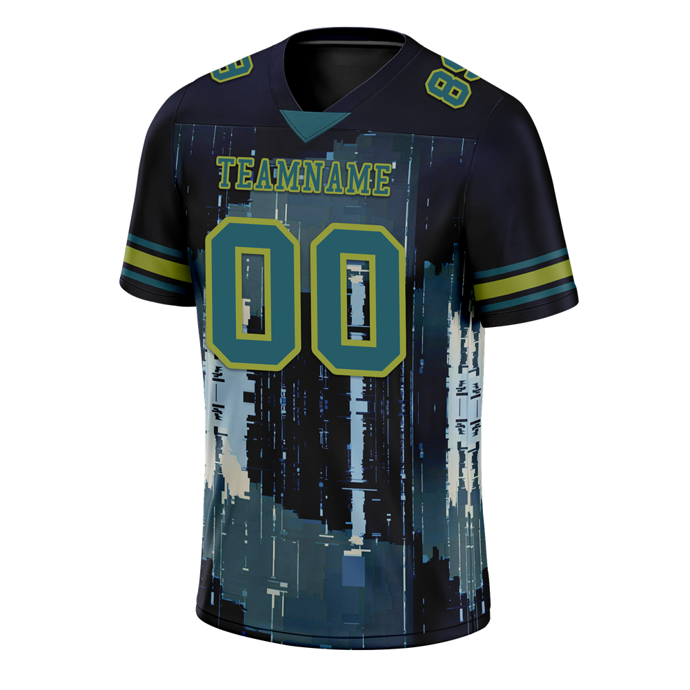 Custom Black Graffiti Pattern Aqua Personalized Authentic Football Jersey FBJ02-bc0fadc