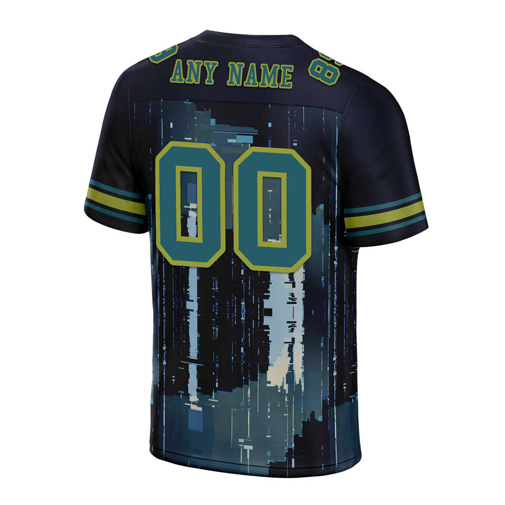 Custom Black Graffiti Pattern Aqua Personalized Authentic Football Jersey FBJ02-bc0fadc