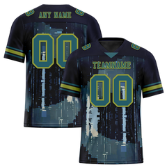 Custom Black Graffiti Pattern Aqua Personalized Authentic Football Jersey FBJ02-bc0fadc