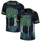 Custom Black Graffiti Pattern Aqua Personalized Authentic Football Jersey FBJ02-bc0fadc
