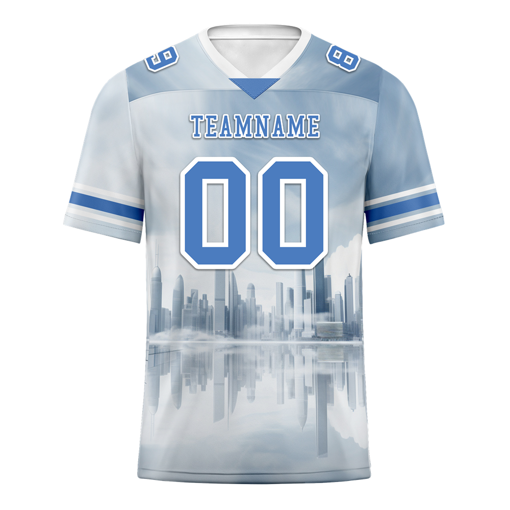Custom Grey Graffiti Pattern Blue Personalized Authentic Football Jersey FBJ02-bc0fadd