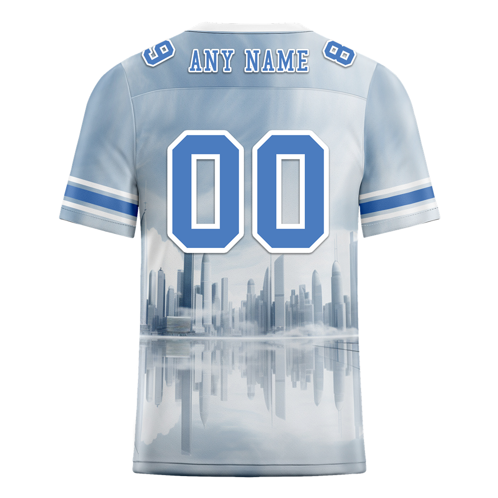 Custom Grey Graffiti Pattern Blue Personalized Authentic Football Jersey FBJ02-bc0fadd