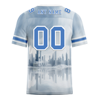 Custom Grey Graffiti Pattern Blue Personalized Authentic Football Jersey FBJ02-bc0fadd