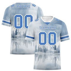 Custom Grey Graffiti Pattern Blue Personalized Authentic Football Jersey FBJ02-bc0fadd