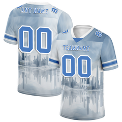 Custom Grey Graffiti Pattern Blue Personalized Authentic Football Jersey FBJ02-bc0fadd