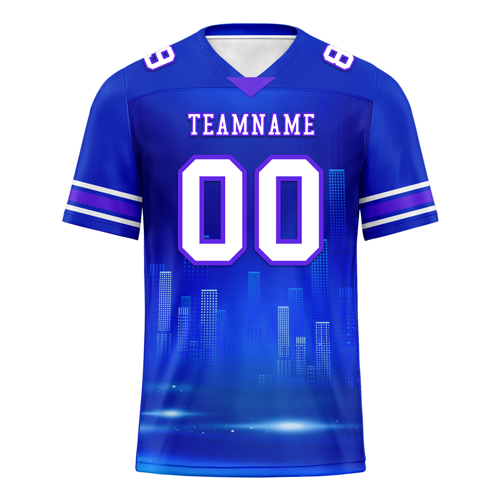 Custom Blue Graffiti Pattern White Personalized Authentic Football Jersey FBJ02-bc0fade