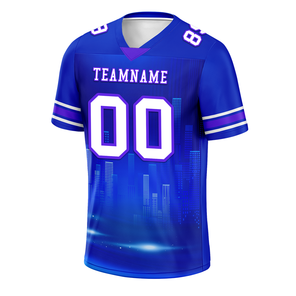 Custom Blue Graffiti Pattern White Personalized Authentic Football Jersey FBJ02-bc0fade