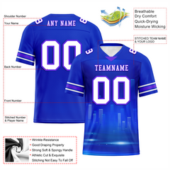 Custom Blue Graffiti Pattern White Personalized Authentic Football Jersey FBJ02-bc0fade