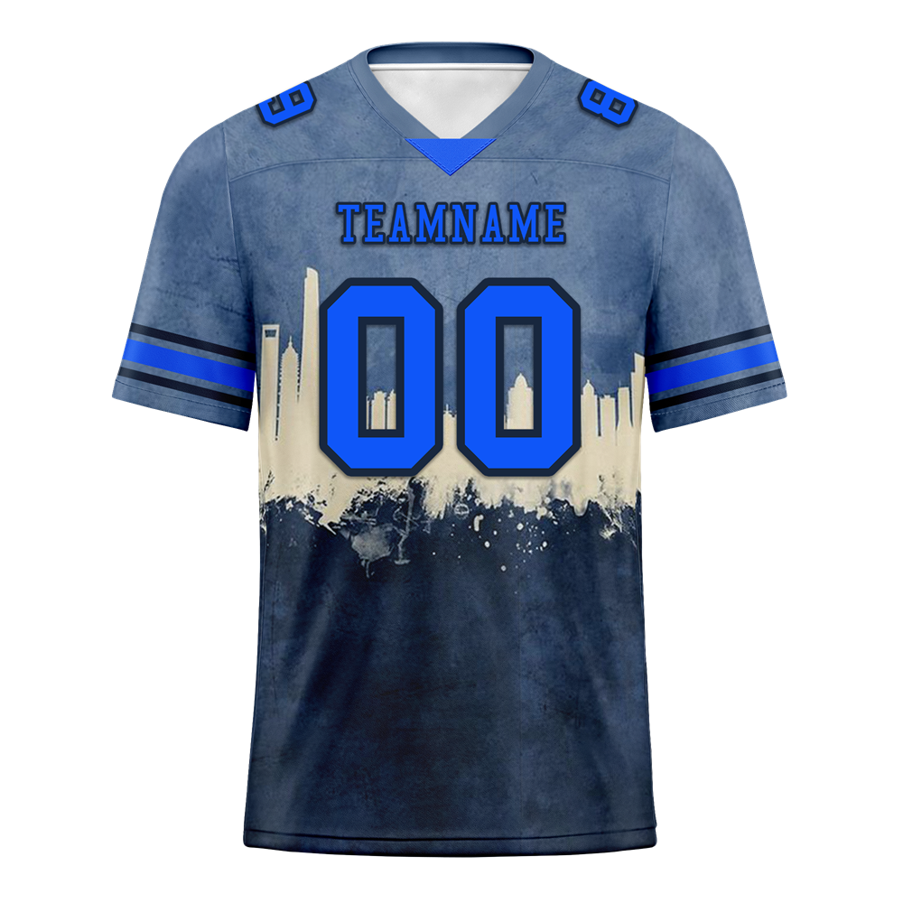 Custom Grey Graffiti Pattern Blue Personalized Authentic Football Jersey FBJ02-bc0fad7
