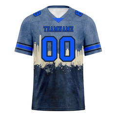 Custom Grey Graffiti Pattern Blue Personalized Authentic Football Jersey FBJ02-bc0fad7