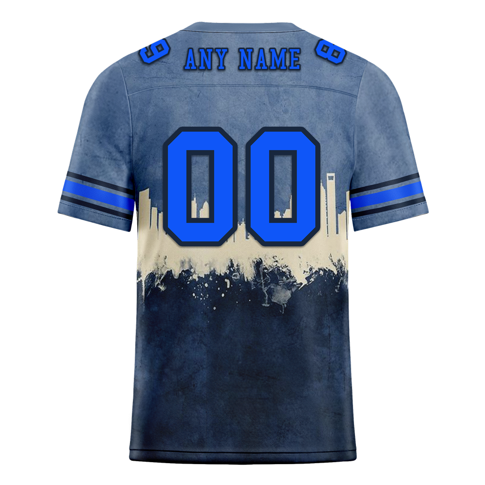 Custom Grey Graffiti Pattern Blue Personalized Authentic Football Jersey FBJ02-bc0fad7