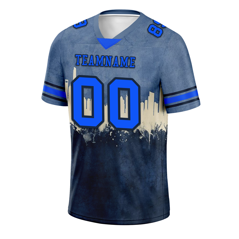 Custom Grey Graffiti Pattern Blue Personalized Authentic Football Jersey FBJ02-bc0fad7