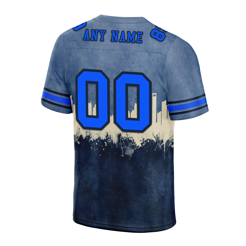 Custom Grey Graffiti Pattern Blue Personalized Authentic Football Jersey FBJ02-bc0fad7