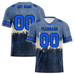 Custom Grey Graffiti Pattern Blue Personalized Authentic Football Jersey FBJ02-bc0fad7