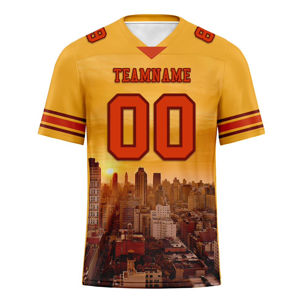 Custom Yellow Graffiti Pattern Orange Personalized Authentic Football Jersey FBJ02-bc0fad8