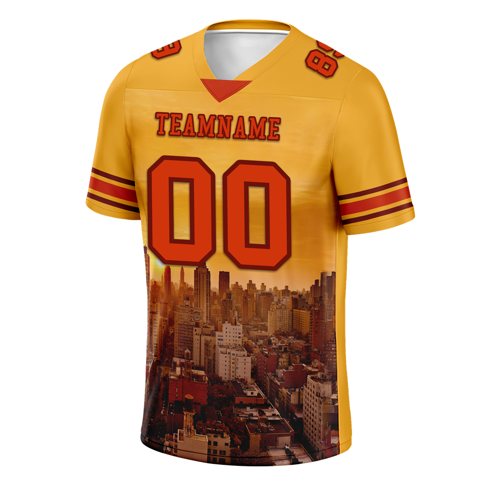 Custom Yellow Graffiti Pattern Orange Personalized Authentic Football Jersey FBJ02-bc0fad8