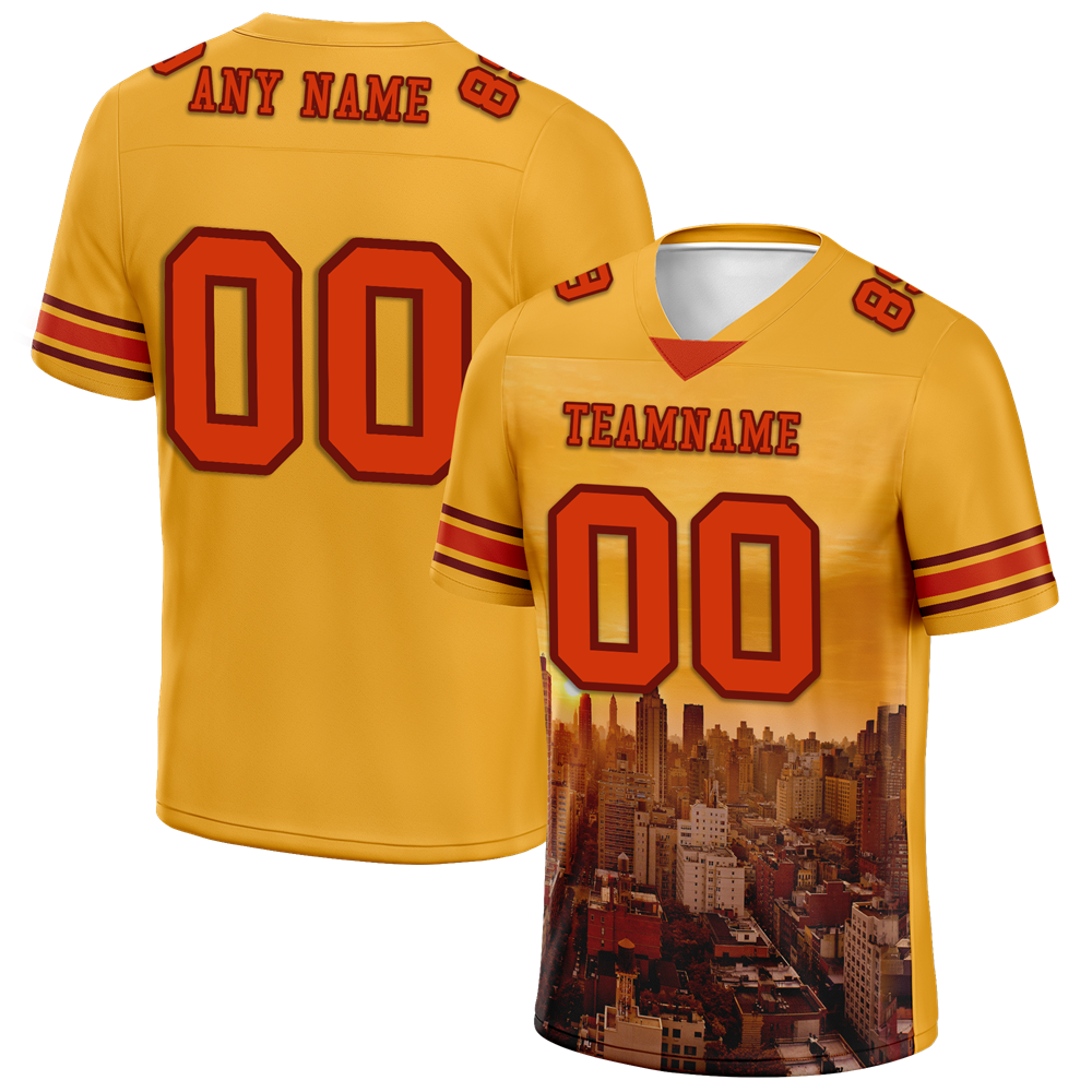 Custom Yellow Graffiti Pattern Orange Personalized Authentic Football Jersey FBJ02-bc0fad8