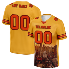 Custom Yellow Graffiti Pattern Orange Personalized Authentic Football Jersey FBJ02-bc0fad8