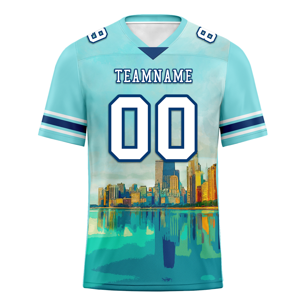 Custom Aqua Graffiti Pattern White Personalized Authentic Football Jersey FBJ02-bc0fae0
