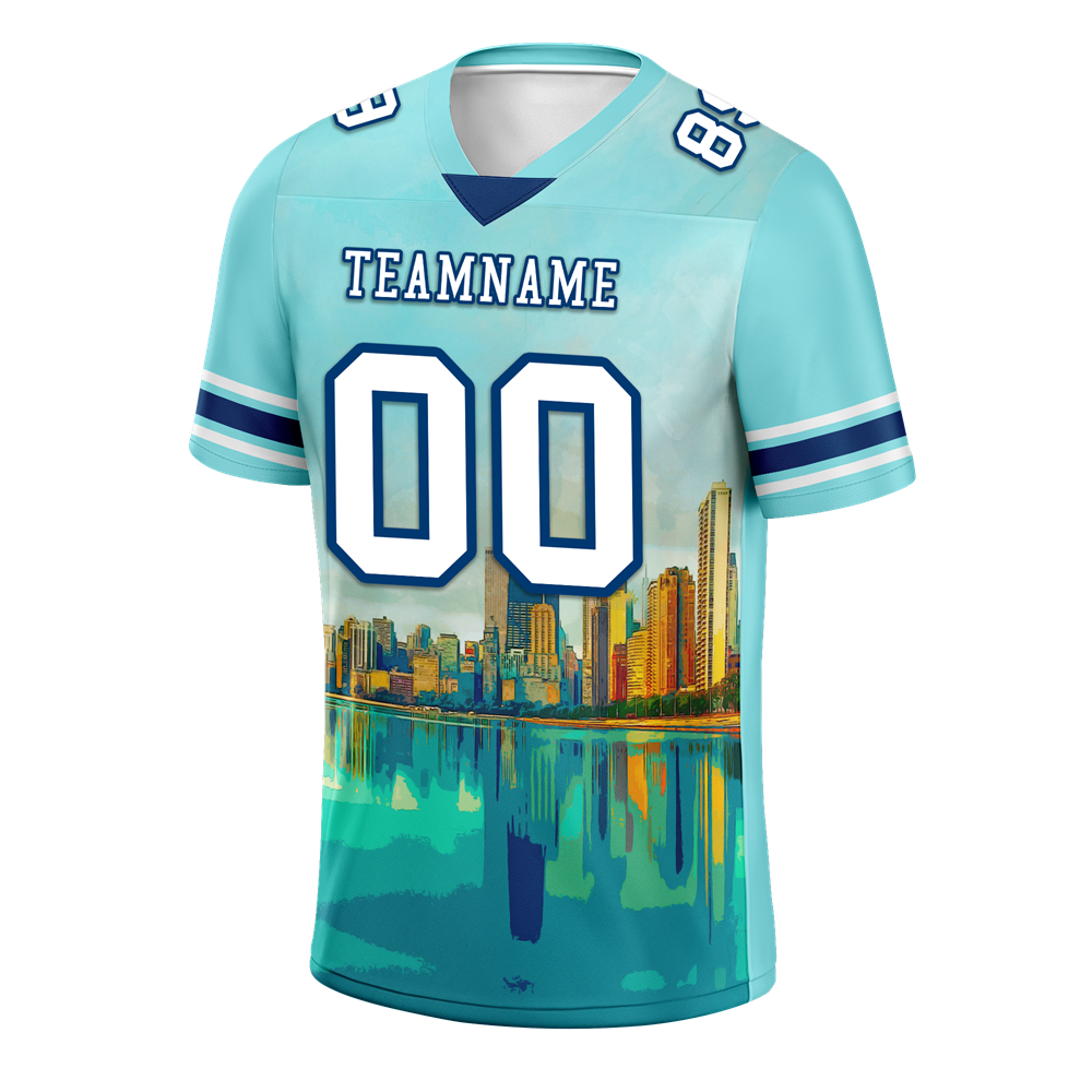 Custom Aqua Graffiti Pattern White Personalized Authentic Football Jersey FBJ02-bc0fae0